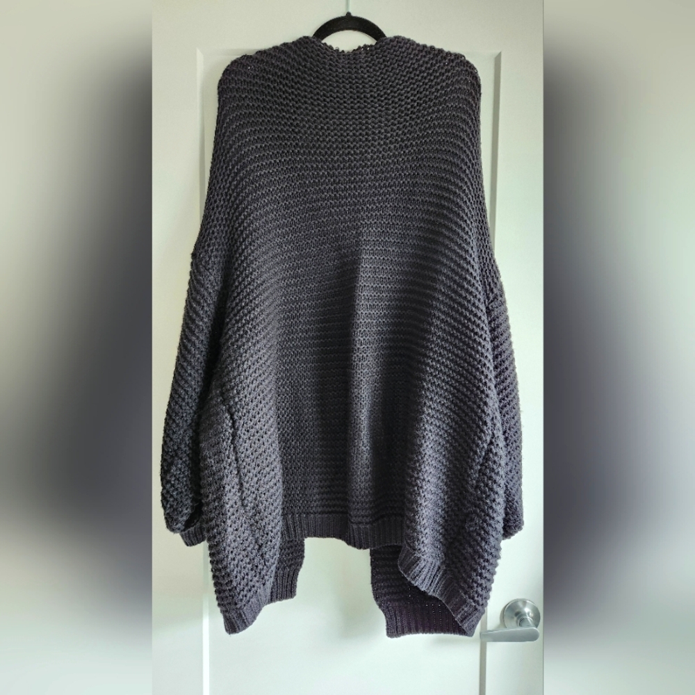 SHEIN Oversized Black Knit Open-front Cardigan, Size M - Picture 2 of 10